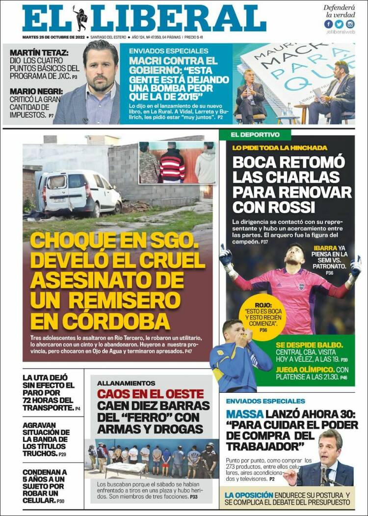 Portada de Diario El Liberal (Argentina)