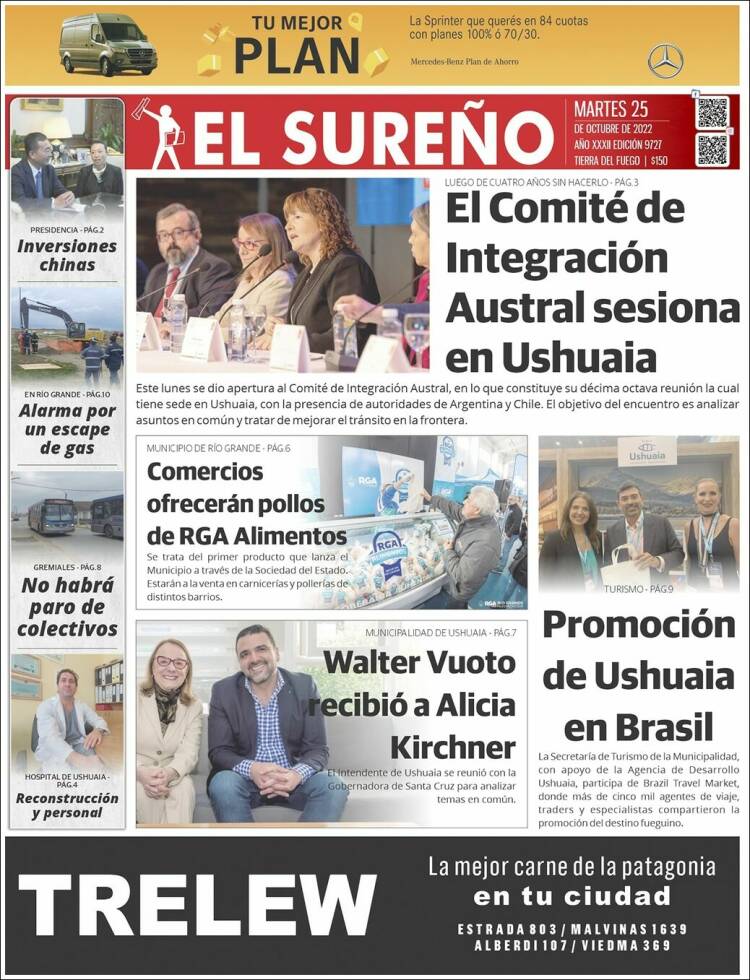 Portada de Diario El Sureño (Argentina)