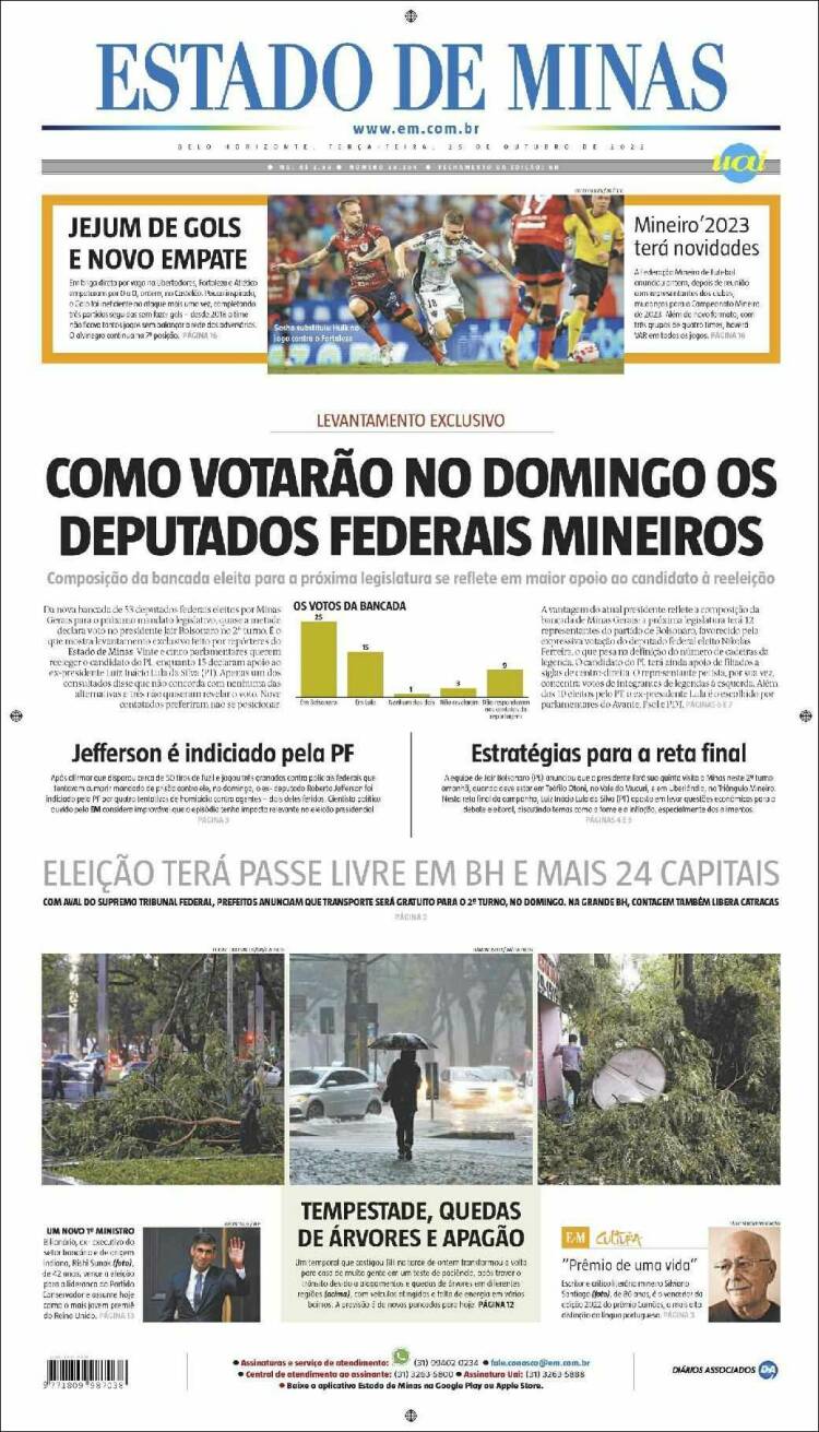 Portada de Jornal Estado de Minas (Brasil)