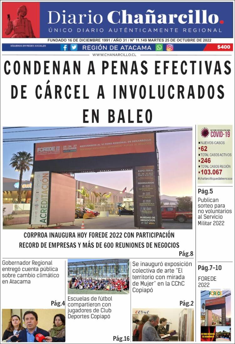 Portada de Diario Chañarcillo (Chile)