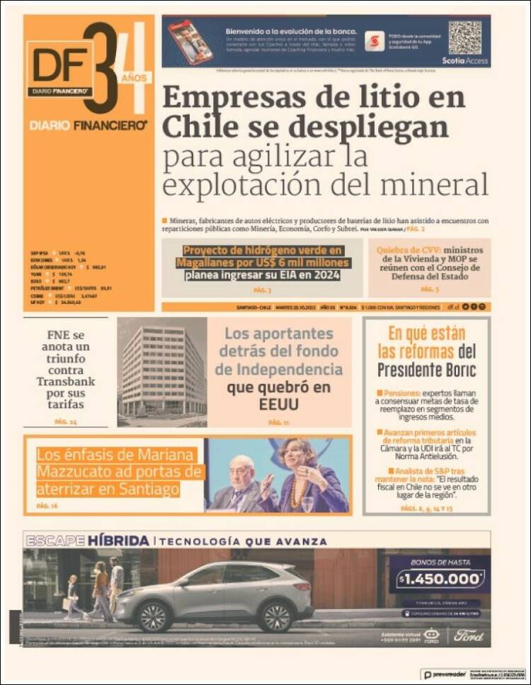 Portada de Diario Financiero (Chile)