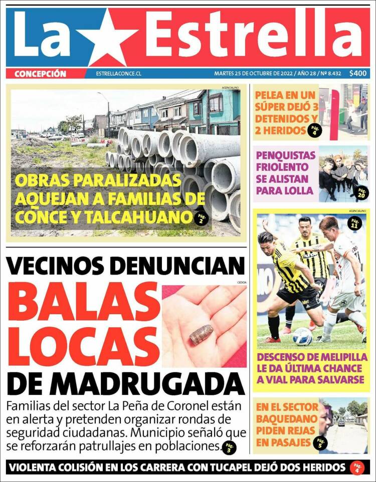 Portada de La Estrella de Concepción (Chile)