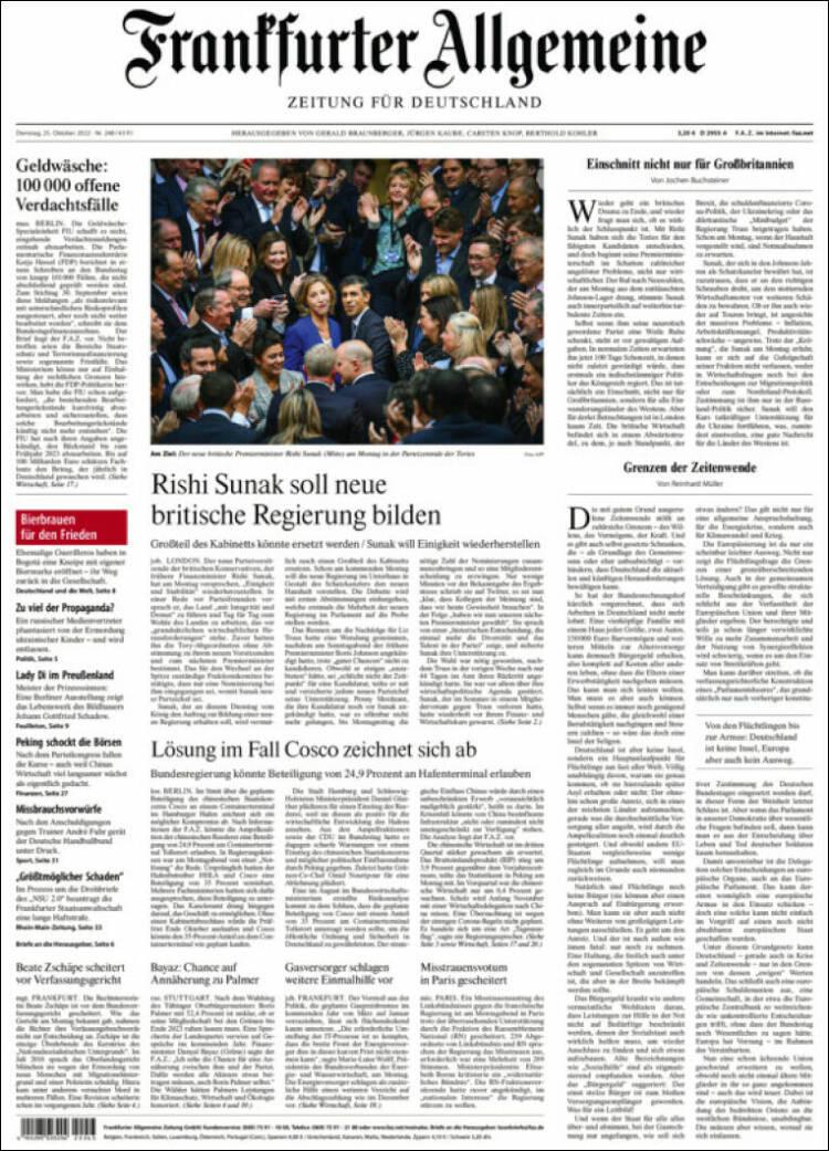 Portada de Frankfurter Allgemeine (Alemania)
