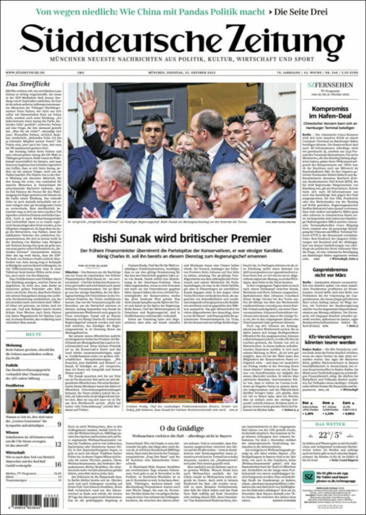 Portada de Sueddeutsche (Alemania)