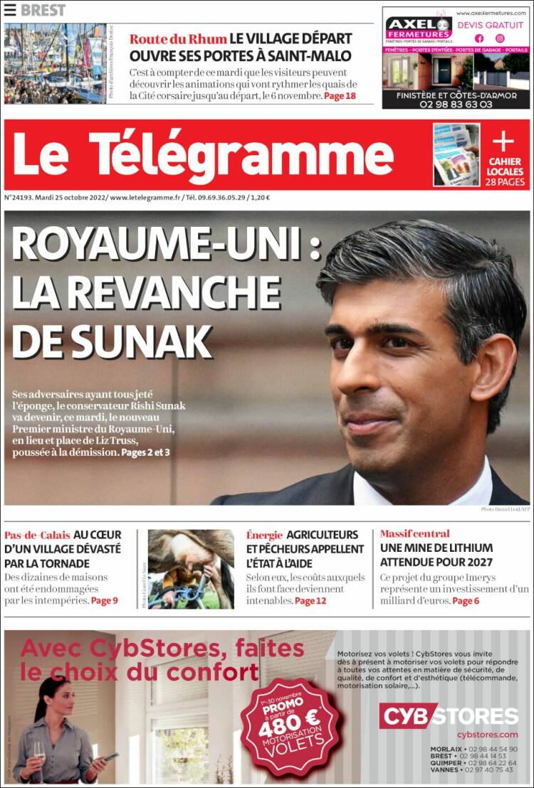 Portada de Télégramme (Francia)