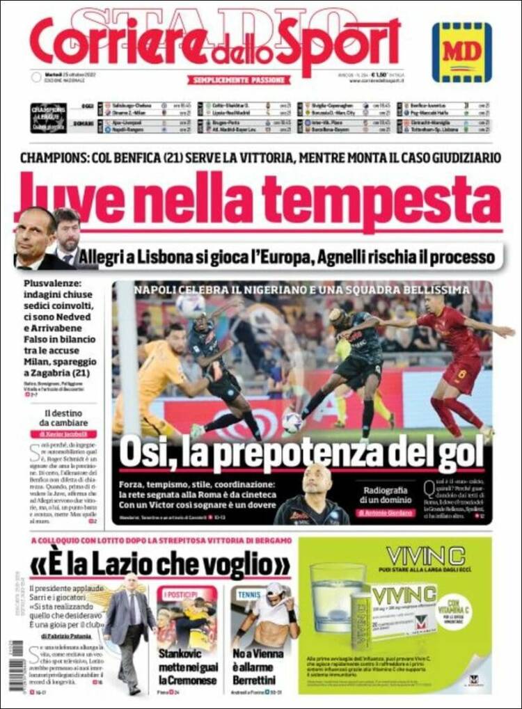 Portada de Corriere dello Sport (Italia)