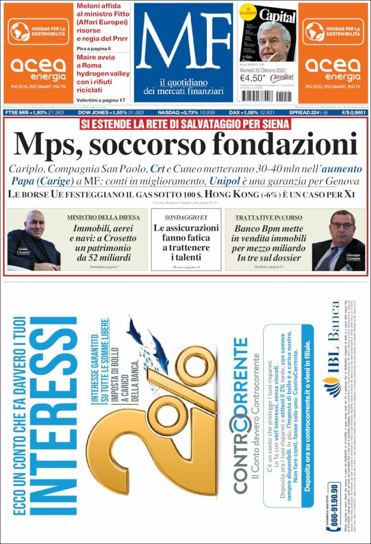 Portada de Milano Finanza (Italia)