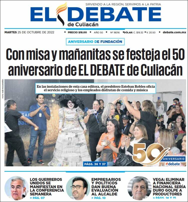 Portada de El Debate de Culiacán (M&eacute;xico)
