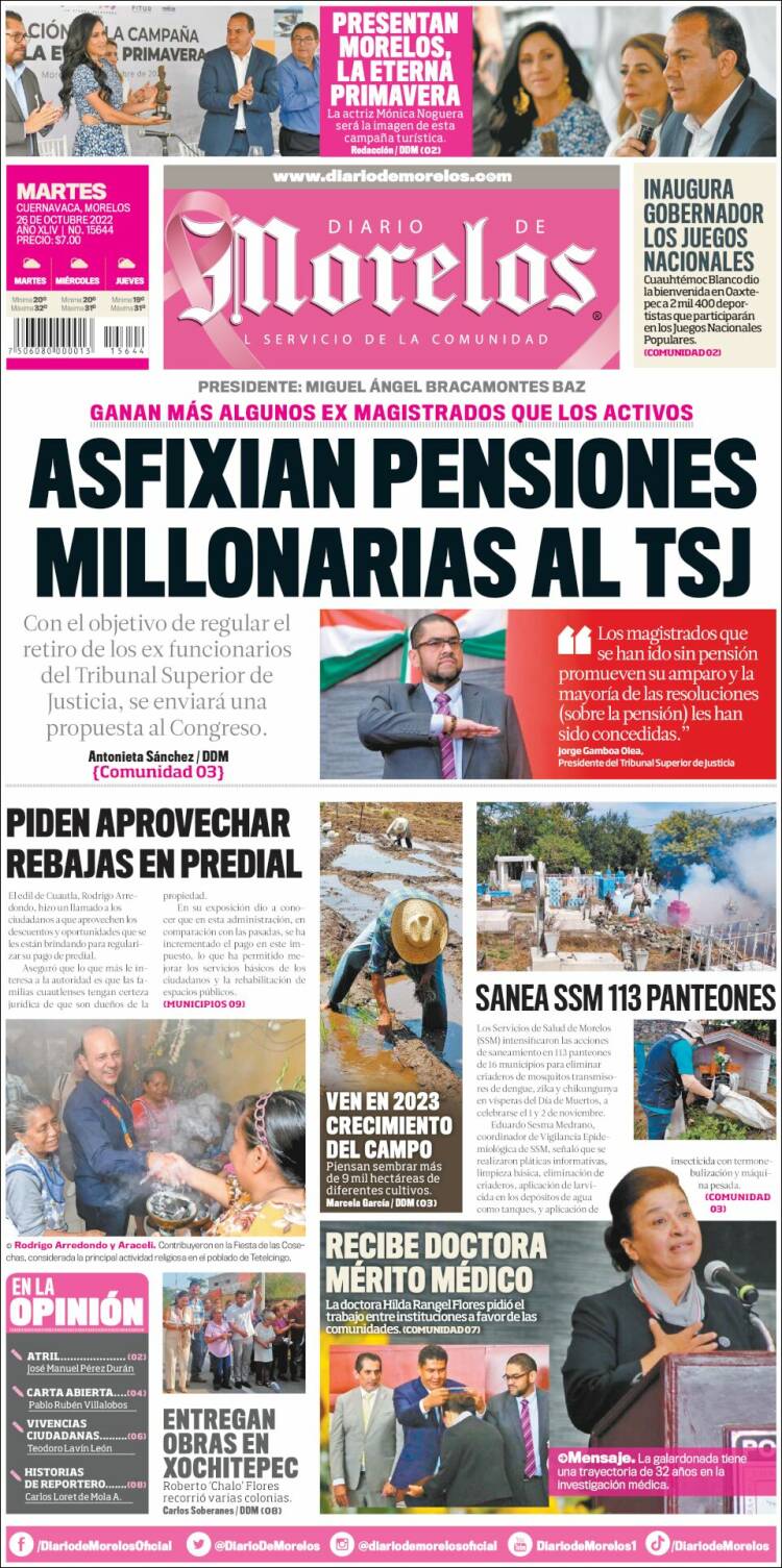 Portada de Diario de Morelos (M&eacute;xico)