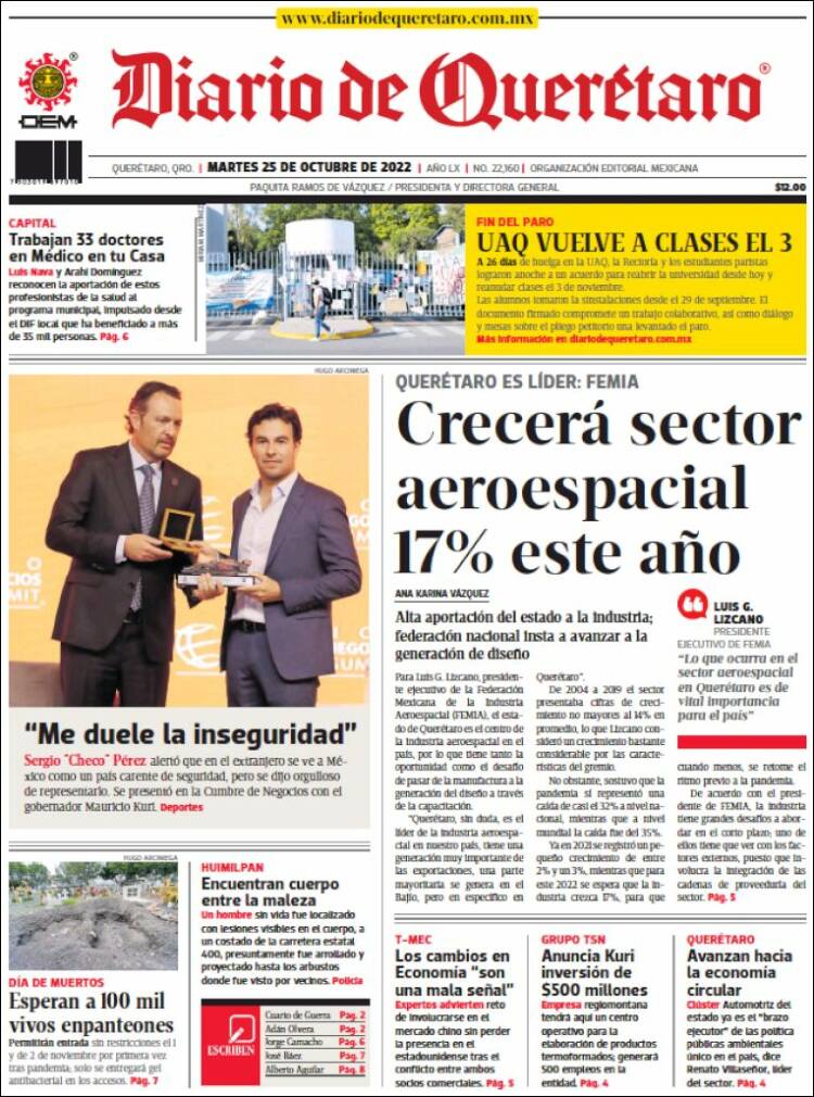 Portada de Diario de Querétaro (M&eacute;xico)