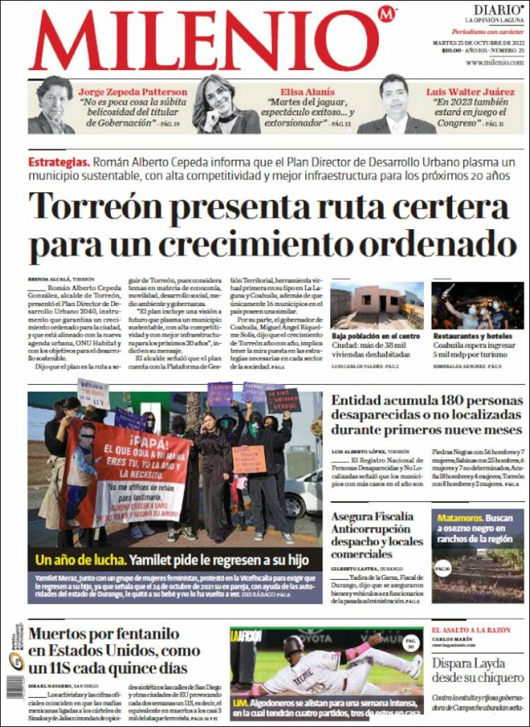 Portada de Milenio - Laguna (M&eacute;xico)