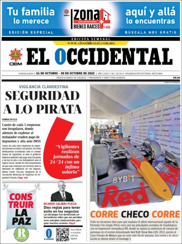 Portada de El Occidental (M&eacute;xico)