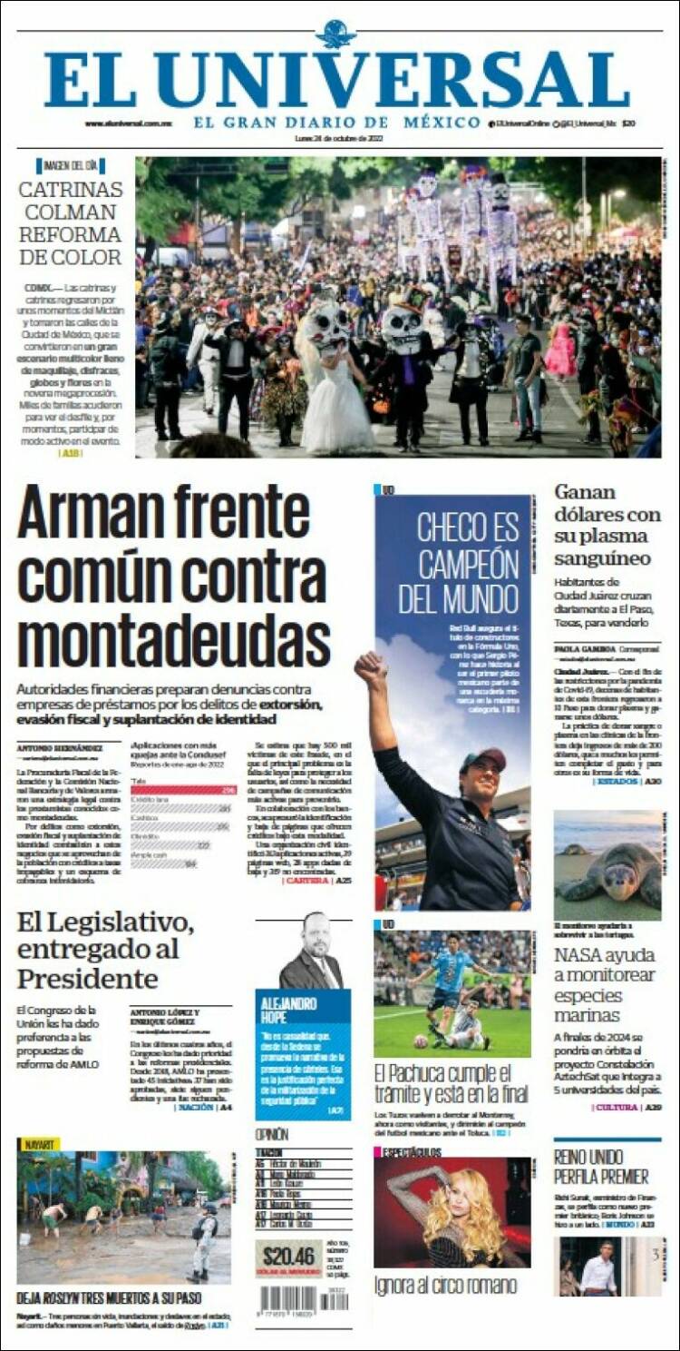 Portada de El Universal (M&eacute;xico)