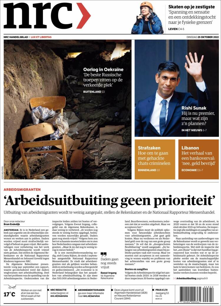 Portada de NRC Handelsblad (Pa&iacute;ses Bajos)