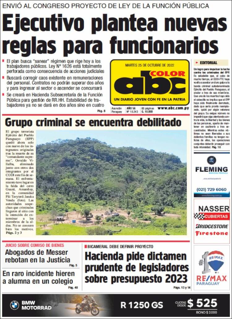 Portada de ABC Color (Paraguay)