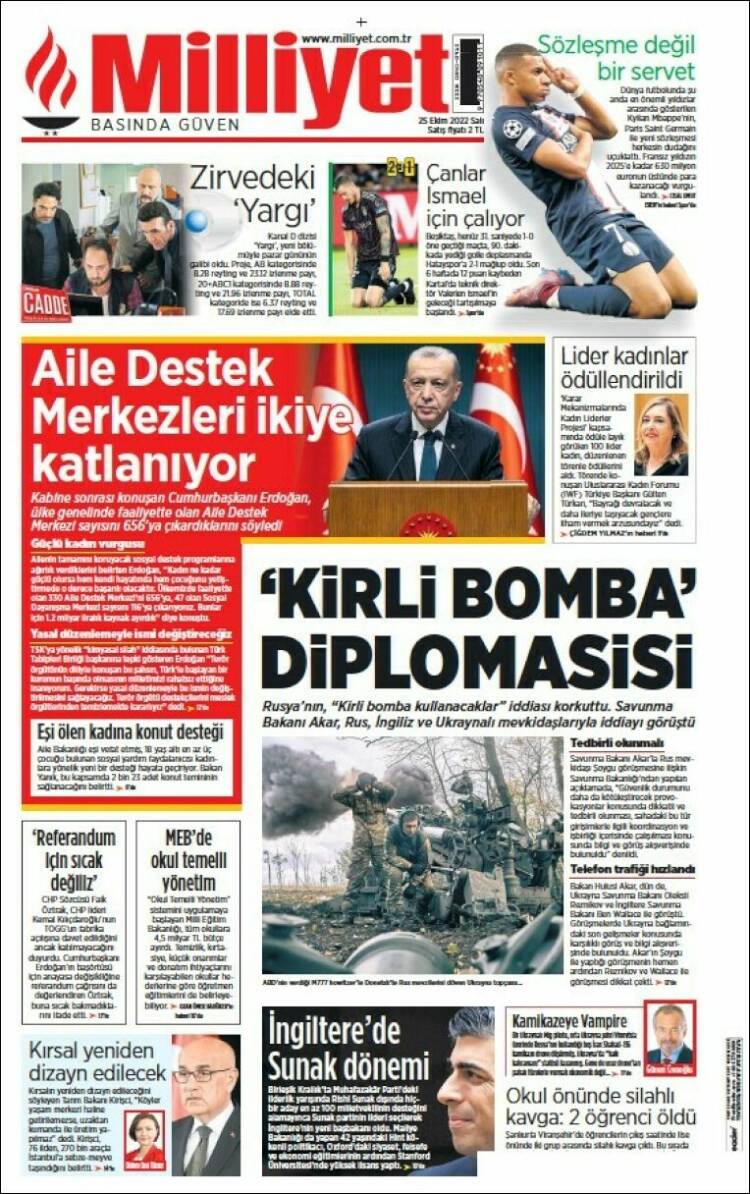 Portada de Milliyet (Turqu&iacute;a)