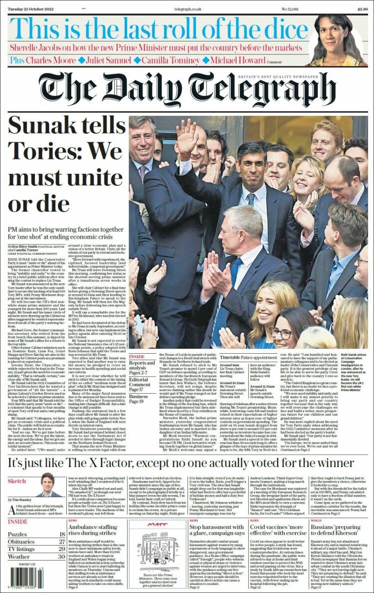 Portada de Daily Telegraph (Reino Unido)
