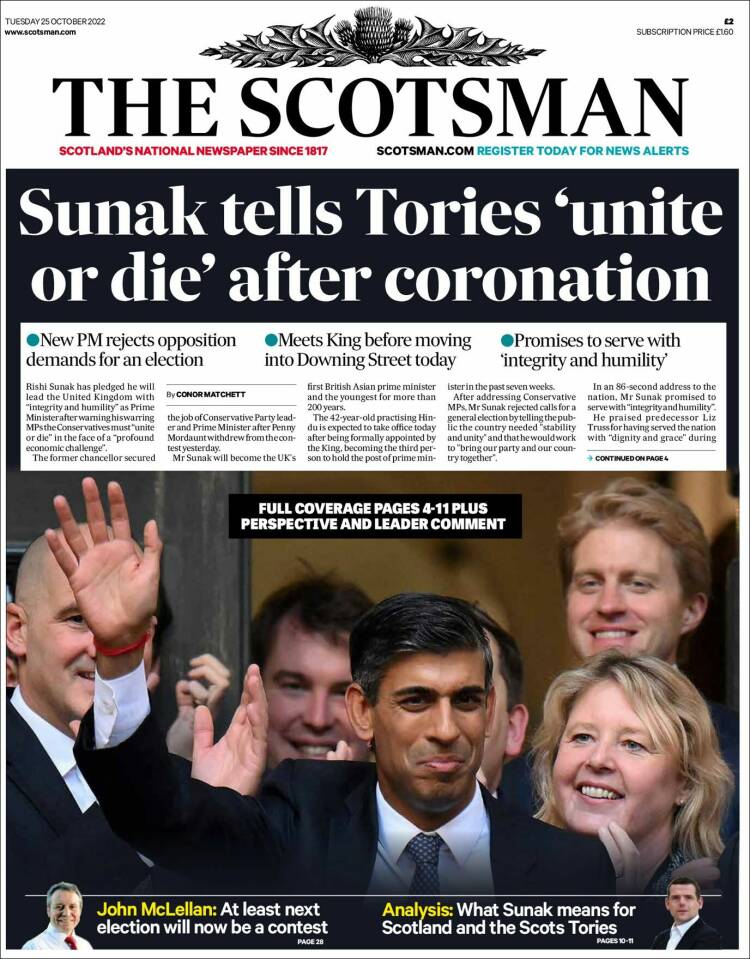 Portada de The Scotsman (Reino Unido)