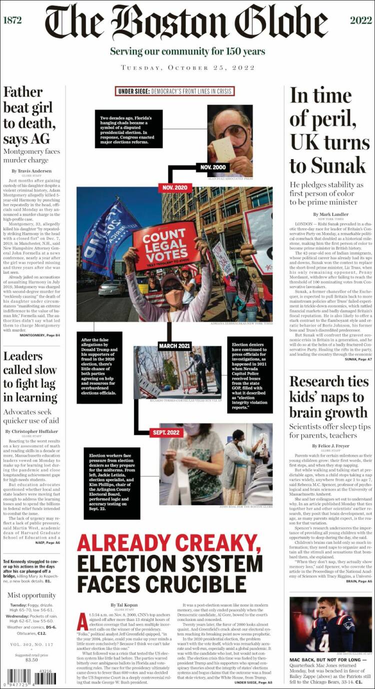 Portada de Boston Globe (USA)