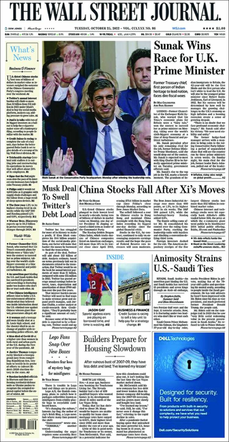 Portada de Wall Street Journal (USA)