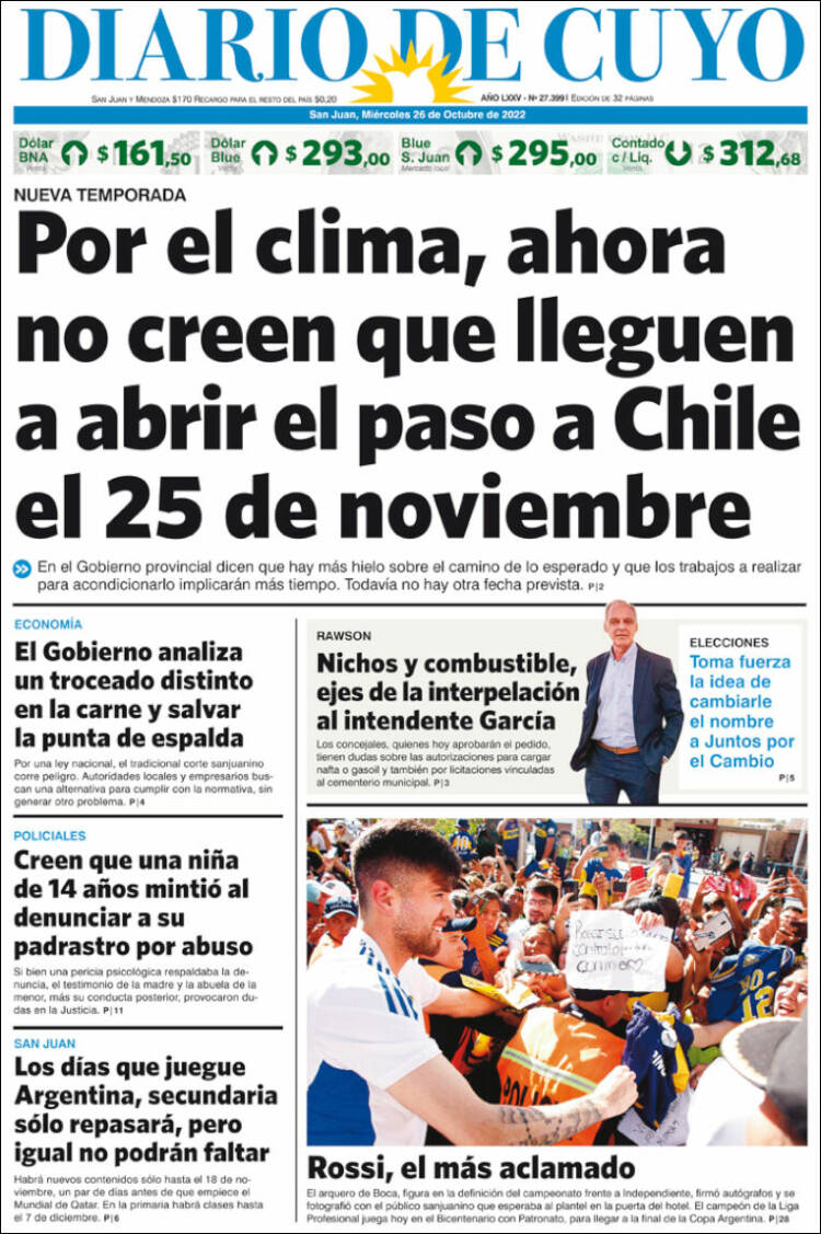 Portada de Diario de Cuyo (Argentina)