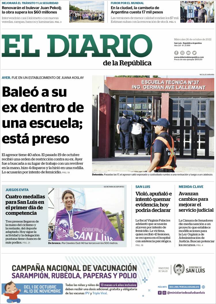 Portada de Diario de la República (Argentina)