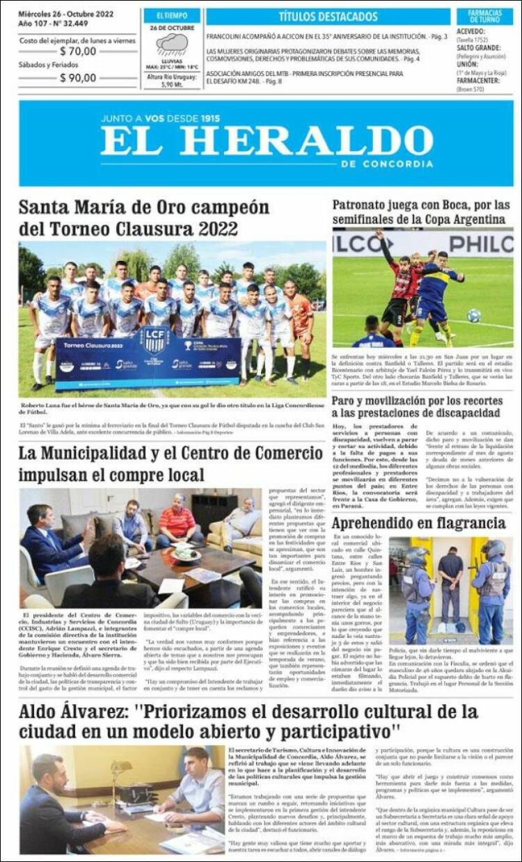 Portada de El Heraldo de Concordia (Argentina)