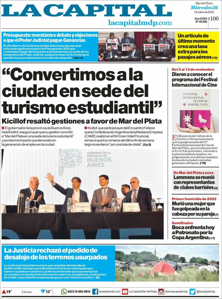 Portada de Diario La Capital - Mar del Plata (Argentina)