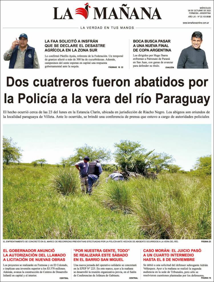 Portada de Diario La Mañana (Argentina)