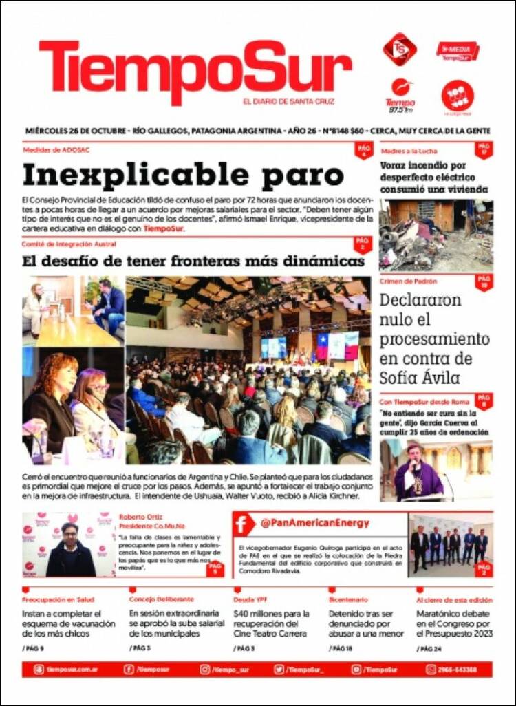 Portada de Tiempo Sur (Argentina)