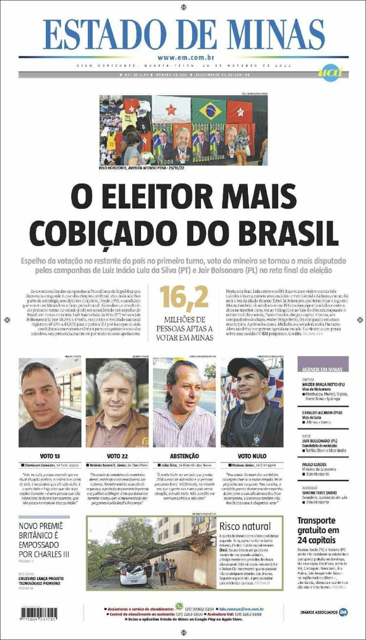 Portada de Jornal Estado de Minas (Brasil)