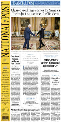 Portada de The National Post (Canadá)