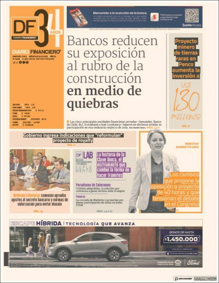 Portada de Diario Financiero (Chile)