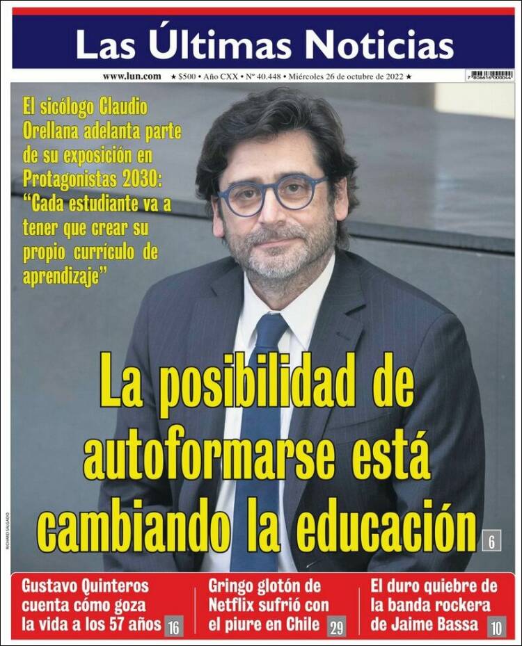 Portada de Las Últimas Noticias (Chile)