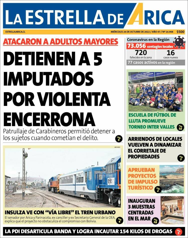 Portada de La Estrella de Arica (Chile)