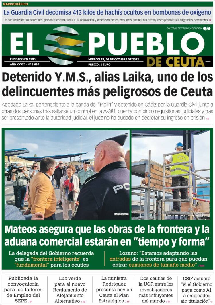 Portada de El Pueblo de Ceuta (España)