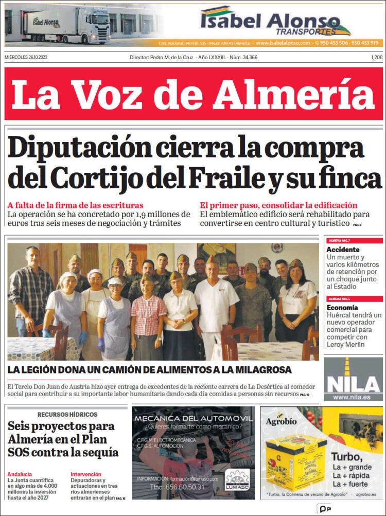 Portada de La Voz de Almería (España)