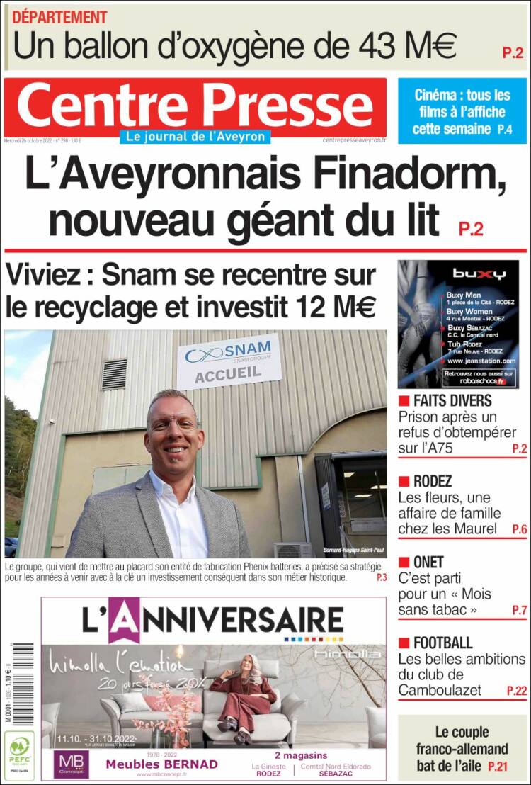 Portada de Centre Presse (Francia)