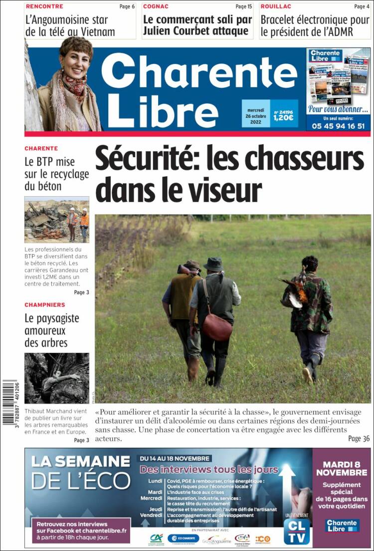 Portada de Charente Libre (Francia)