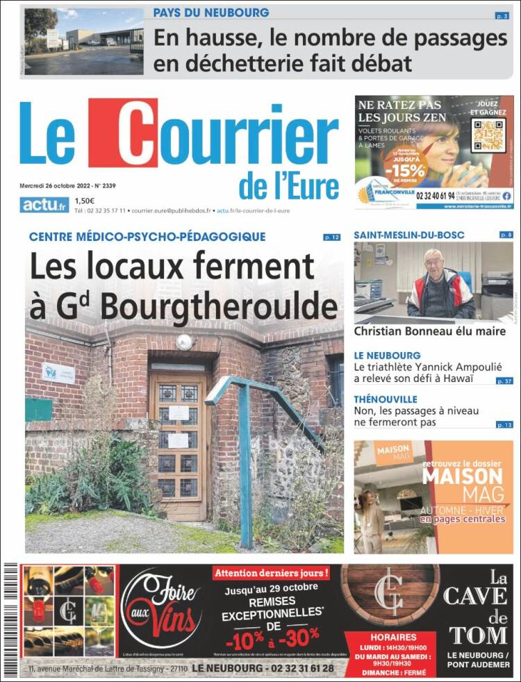 Portada de Le Courrier de l'Ouest (Francia)