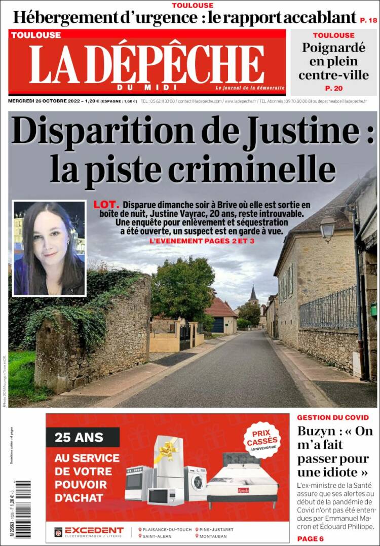 Portada de La Dépêche du Midi (Francia)