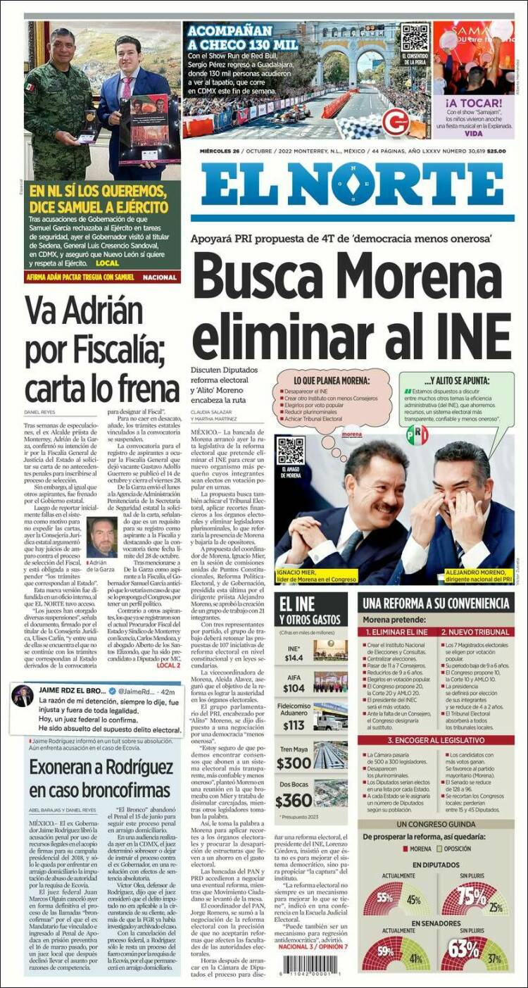 Portada de El Norte (México)