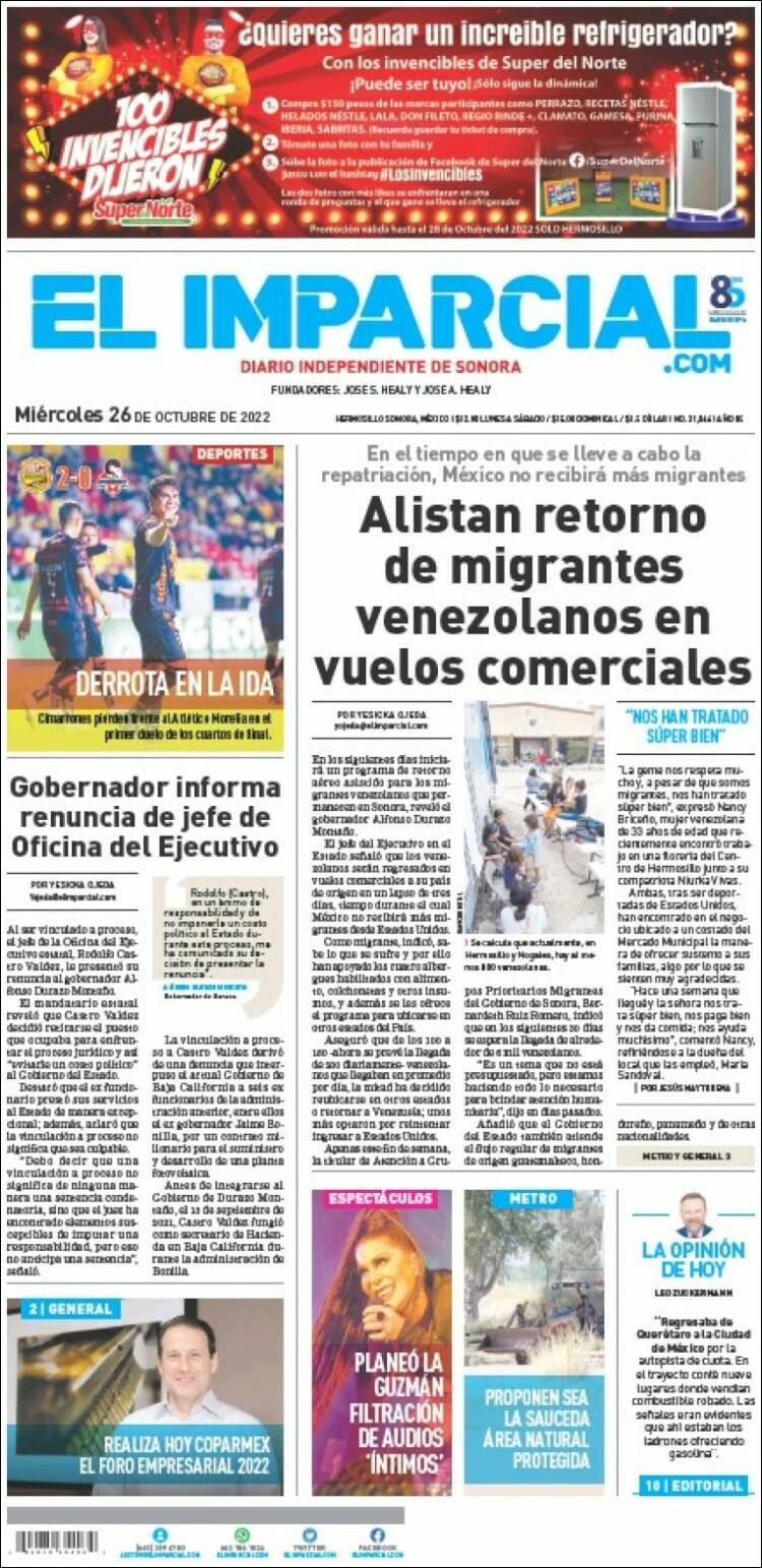 Portada de El Imparcial (México)