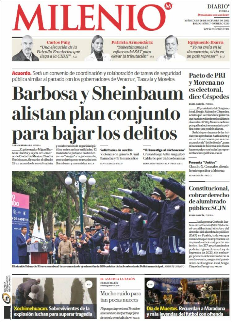 Portada de Milenio de Puebla (México)