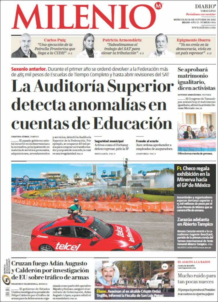 Portada de Milenio - Tamaulipas (México)