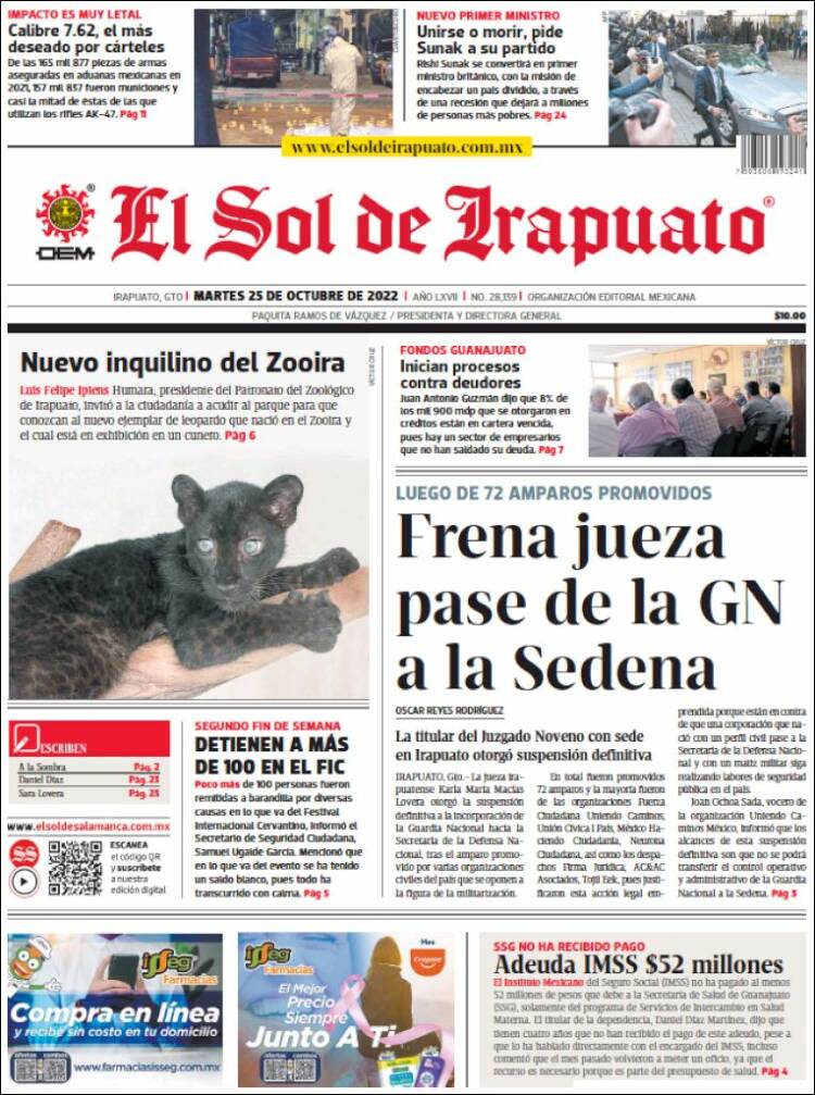 Portada de El Sol de Irapuato (México)