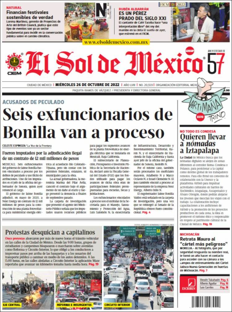 Portada de El Sol de México (México)