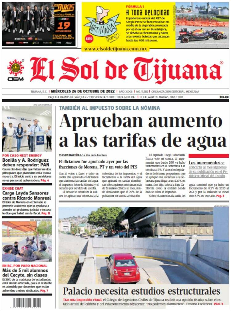 Portada de El Sol de Tijuana (México)