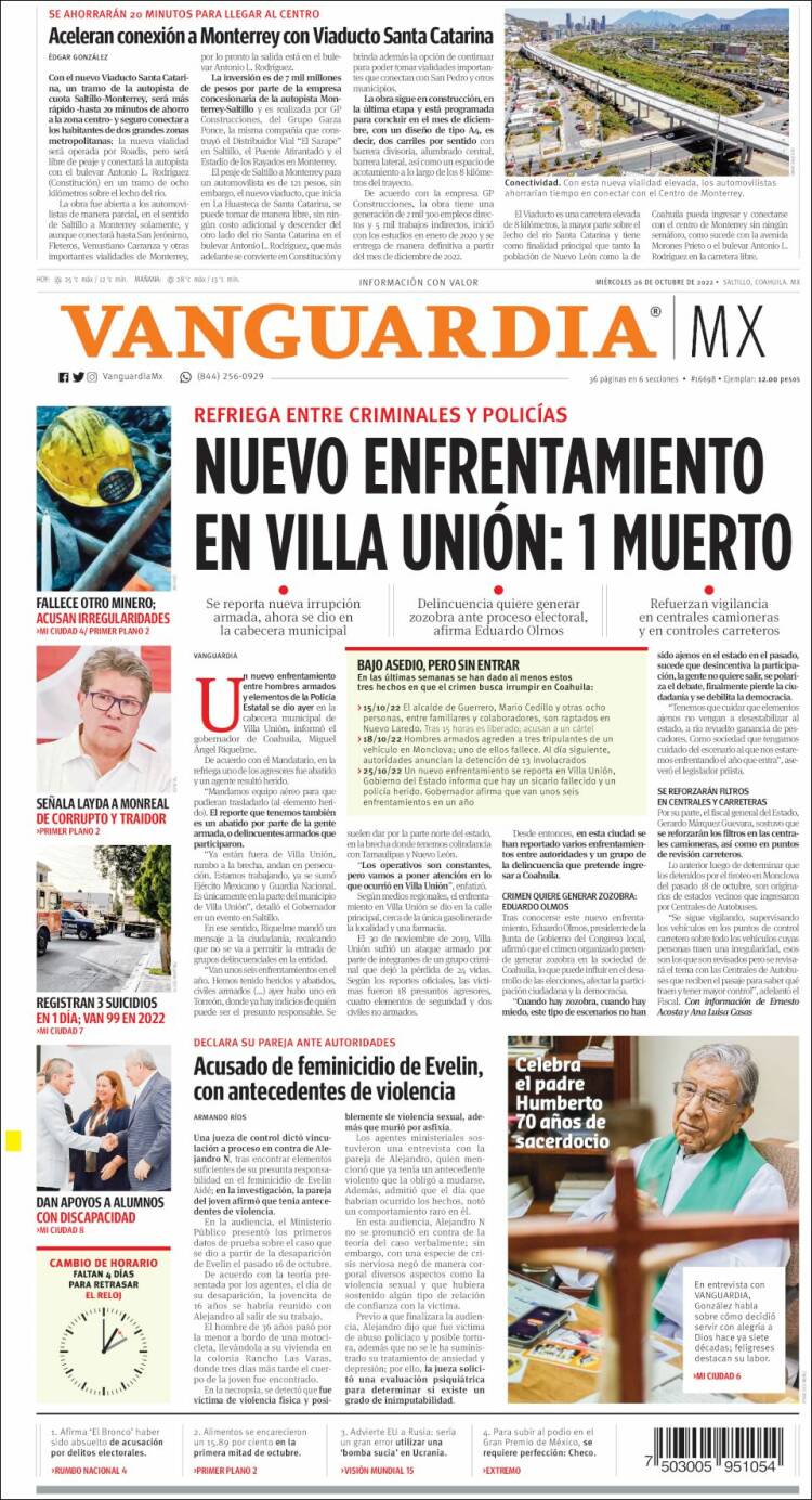 Portada de Vanguardia (México)