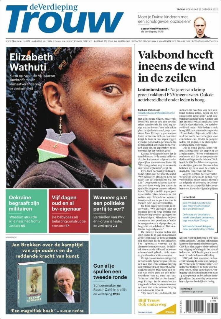 Portada de Trouw (Pa&iacute;ses Bajos)